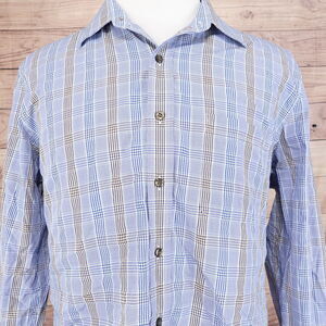 TASSO ELBA LONG SLEEVE BLUE CHECK BUTTON DOWN SHIRT MENS SIZE XL